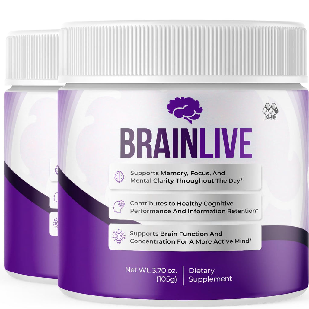 (2 Pack) Brainlive Powder, Official Brain Live Powder Supplement with All Natural Ingredients, Advanced Formula Brain Live Health and Wellness Support with Maximum Strength Multivitamins (60 Servings)