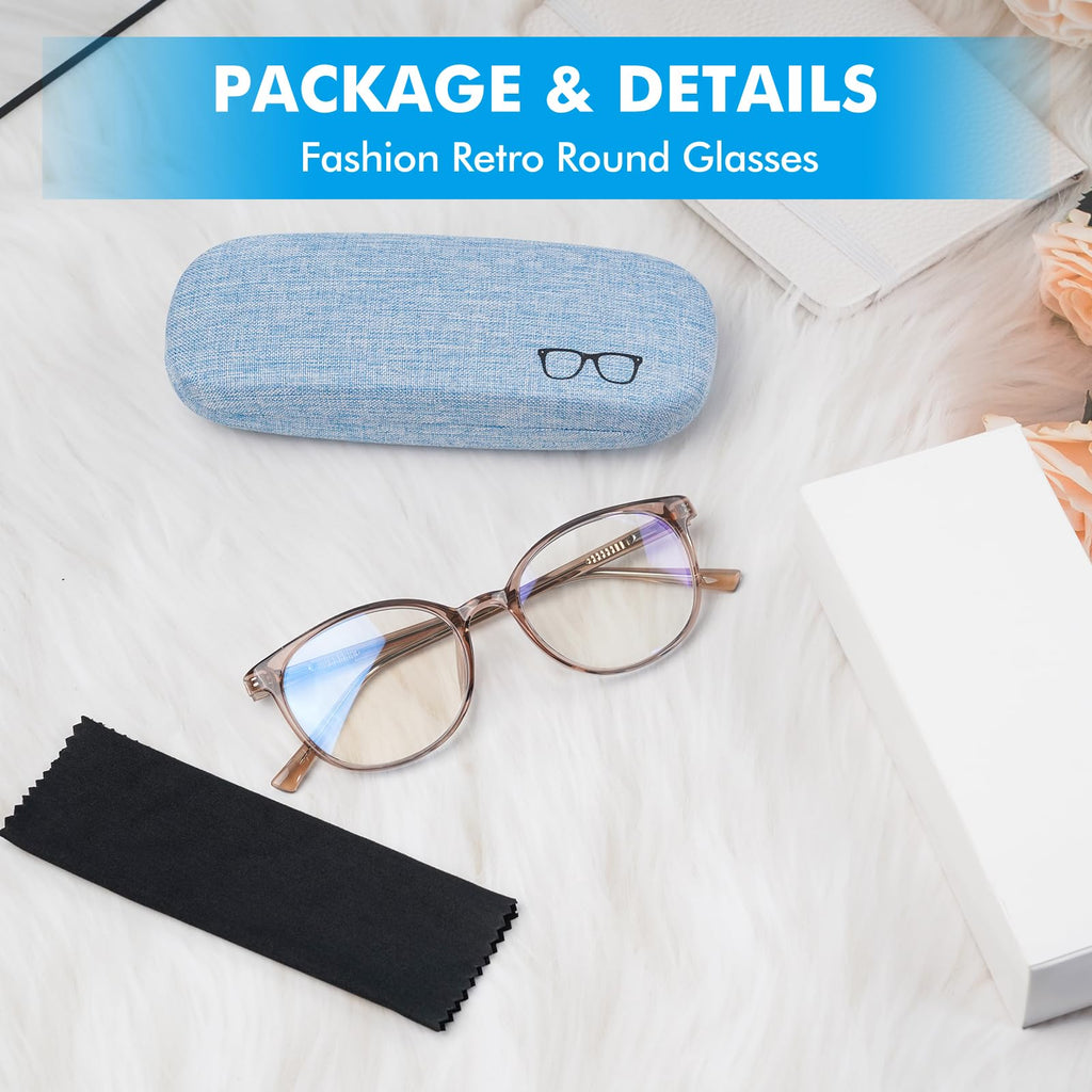 HOFANNO Blue Light Blocking Glasses Computer Glasses Women men,Light TR90 Stylish Round Anti Blue Light Eyeglasses with Anti Eyestrain