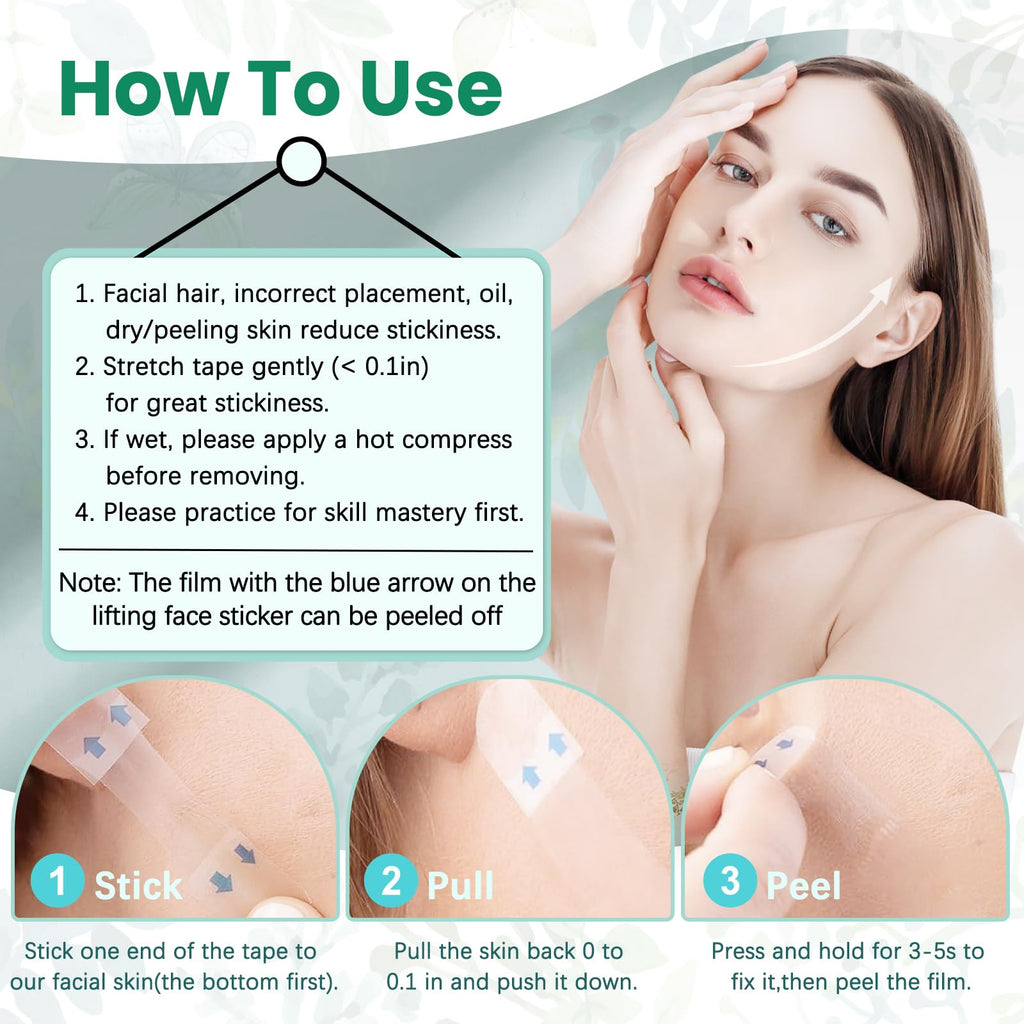 Face Neck Tape Lifting Invisible,Face Lift Tape, Instant Facelift Tape,Makeup V-Edge Face Patches,Necks Less Strip for Women Turkey Neck,Jowl,Eye,Loose Skin,Wrinkle,Double Chin (1 Count (Pack of 172))