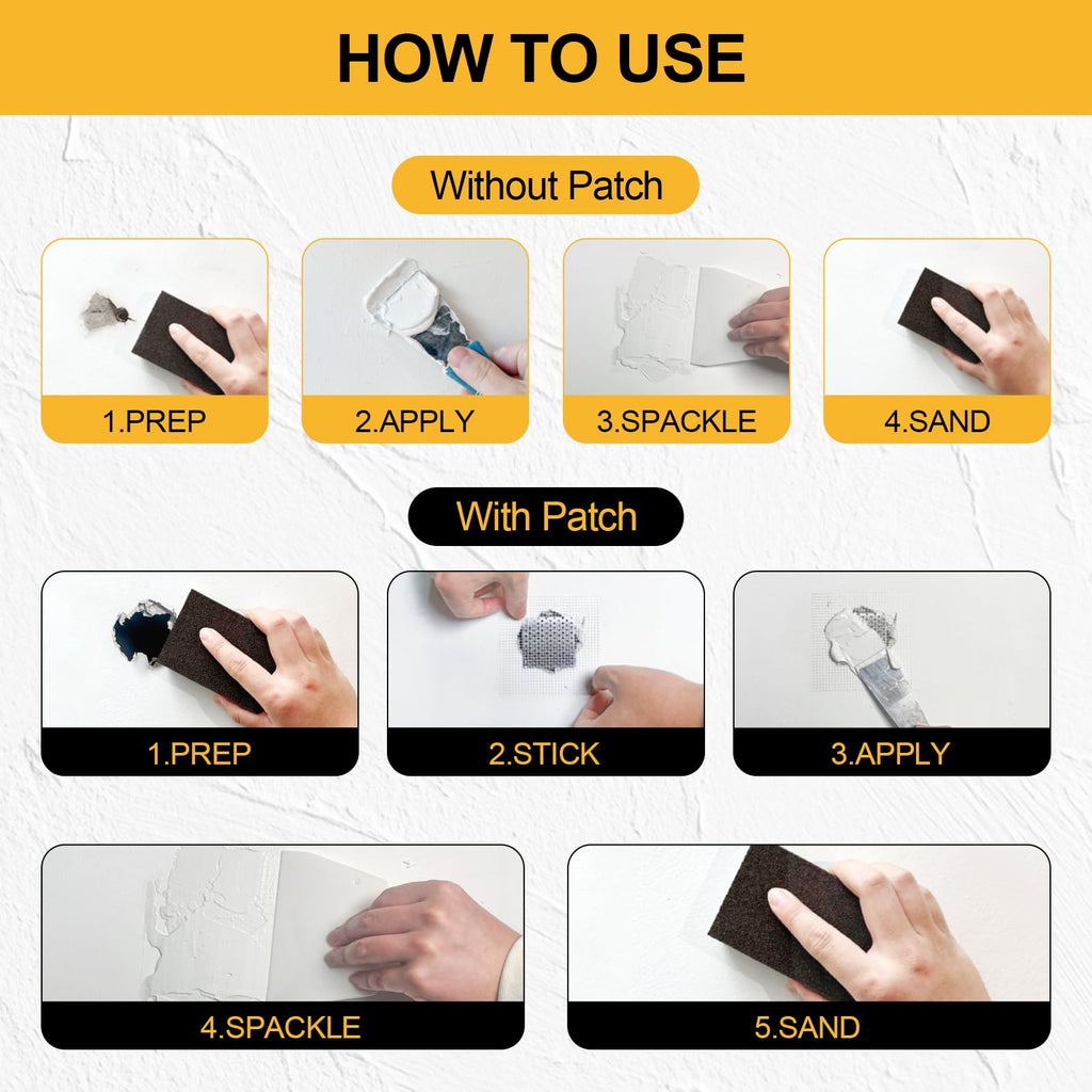 Drywall Repair Kit, 12.2oz Wall Patch Repair Kit, Spackle Wall Repair with Wall Patches/Sanding Sponge/Putty Knife/Scrapers/Gloves, Wall Mending Agent, Wall Surface Hole Fill Quick and Easy Solution
