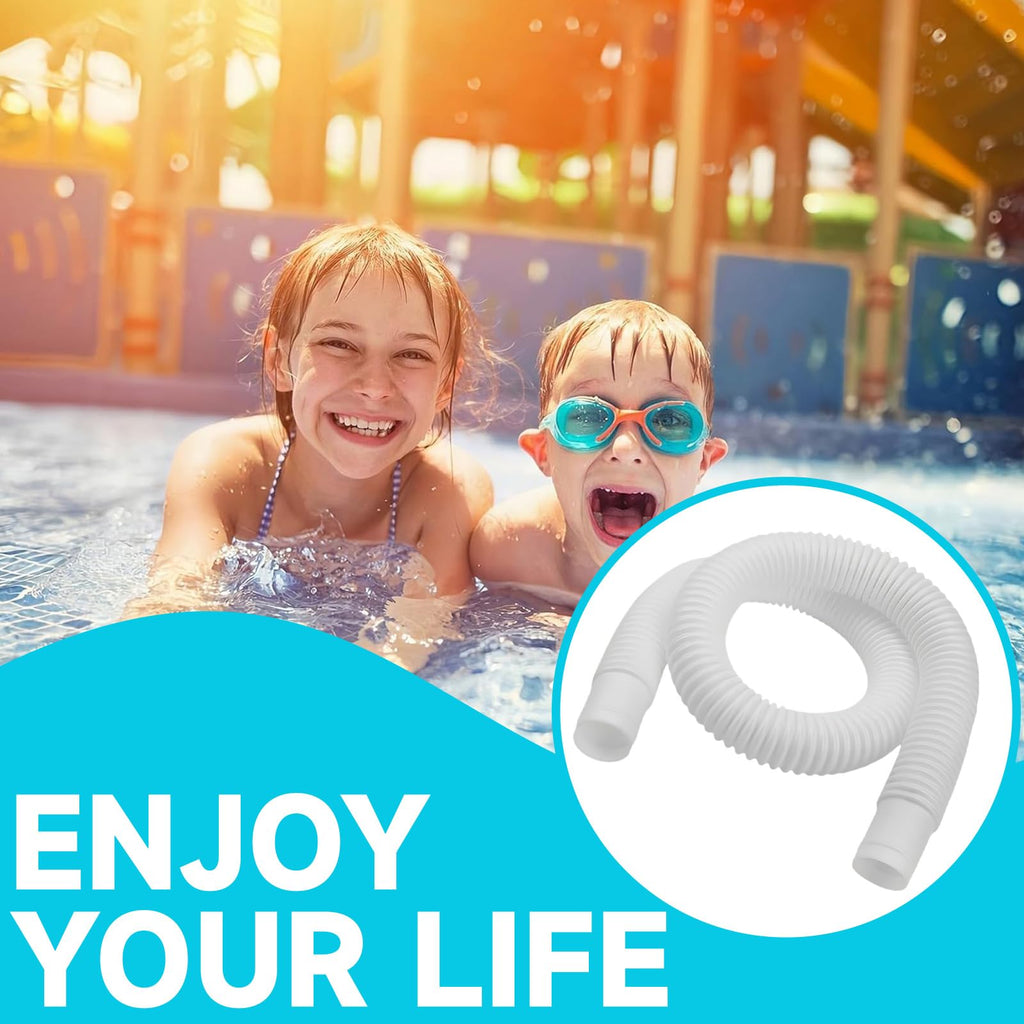 1-1/4 Inch x 3ft Foot Long White Above Ground Pool Flex Connection Hose with 2 Metal Clamps for Pump 330 GPH, 530 GPH, and 1,000 GPH Compatible with Intex Coleman Summer Waves Pool Skimmer (2)