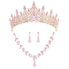 Crystal Crown and Tiara Jewelry Set for Women Bride with Necklace Earrings