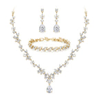 BriLove Gorgeous Cubic Zirconia Wedding Jewelry Set for Women Bride Gold