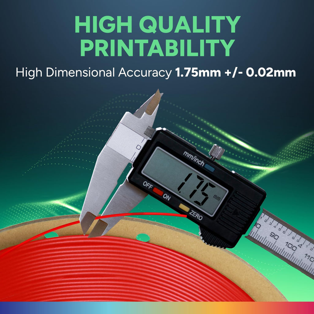 OVERTURE TPU 95A Flexible 3D Printer Filament 1.75mm, 1kg Red
