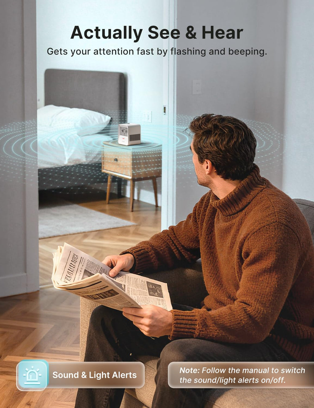 X-Sense Radon Detector for Home, Audible & Visual Alerts, XR0B-SR