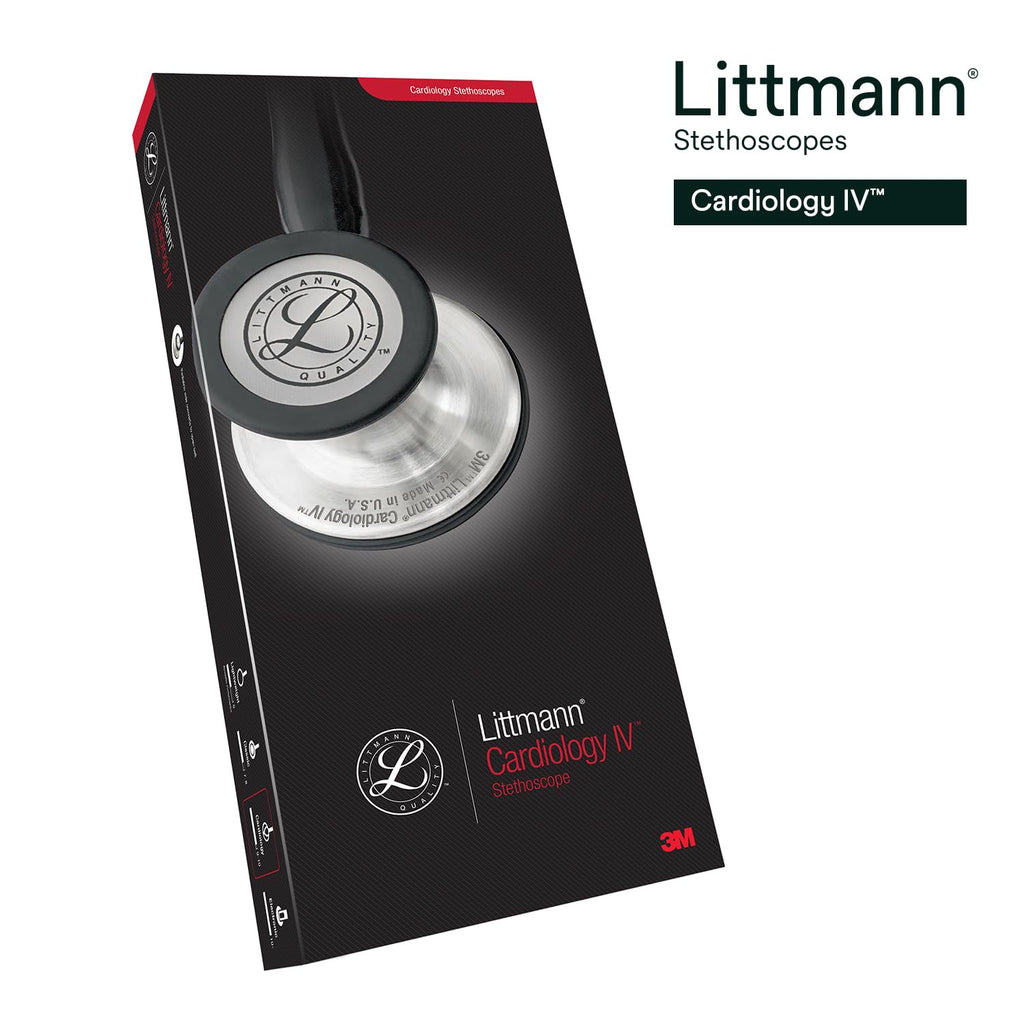 3M Littmann Cardiology IV Diagnostic Stethoscope, 6190, More Than 2X as Loud, Weighs Less, Stainless Steel Champagne-Finish Chestpiece and Stem, 27" Caribbean Blue Tube, Black Headset