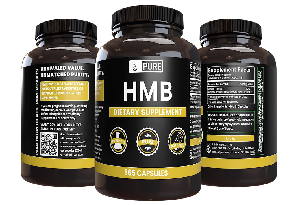 Pure Original Ingredients HMB (365 Capsules) No Magnesium Or Rice Fillers, Always Pure, Lab Verified