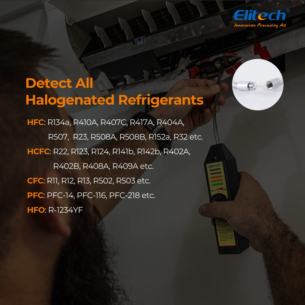 Elitech Freon Leak Detector Halogen Refrigerant Gas Leak Detector HVAC Tester AC Sniffer R22 R410A R134A 1234YF, WJL-6000S