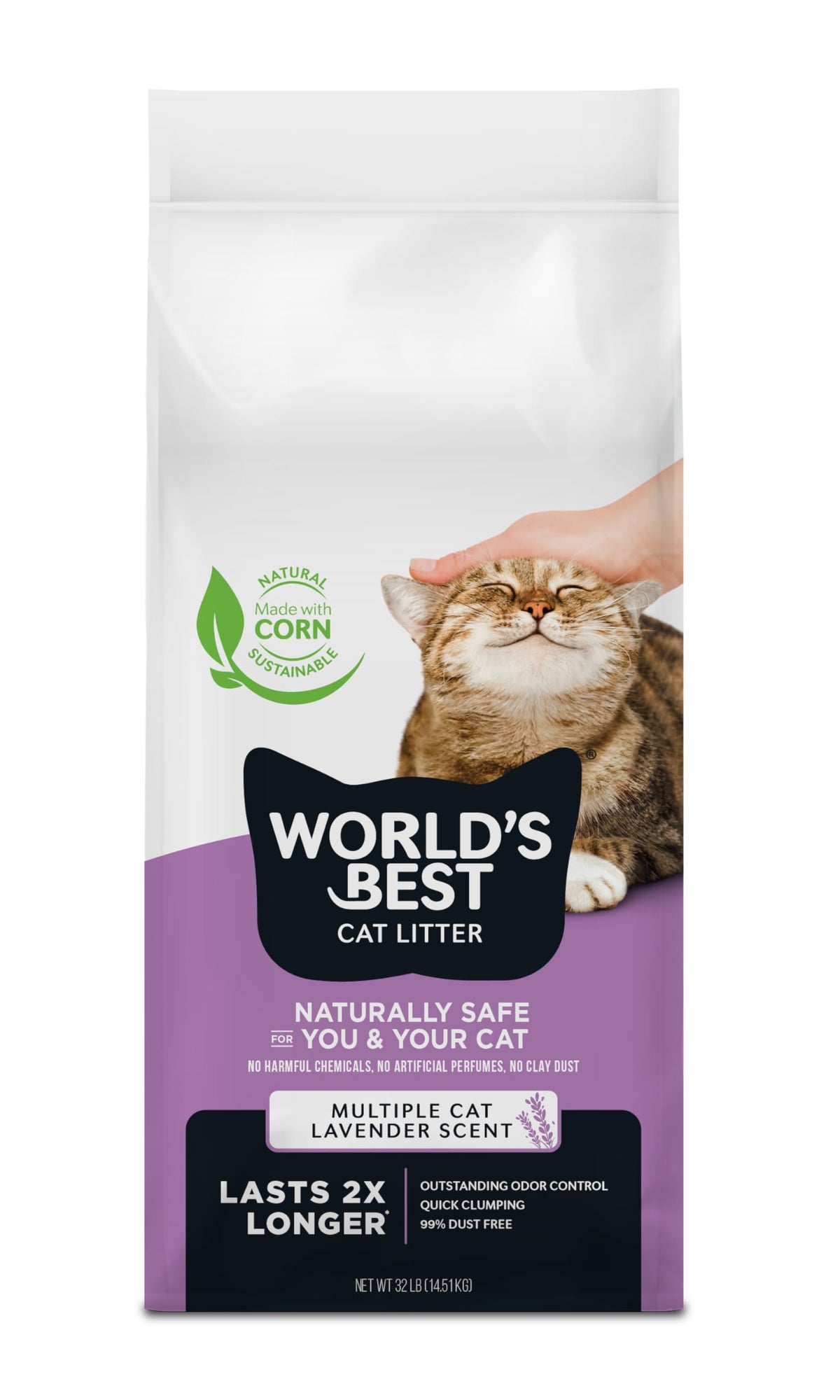 World's Best Cat Litter Lavender, Long-Lasting Odor Control, 32 lb Bag