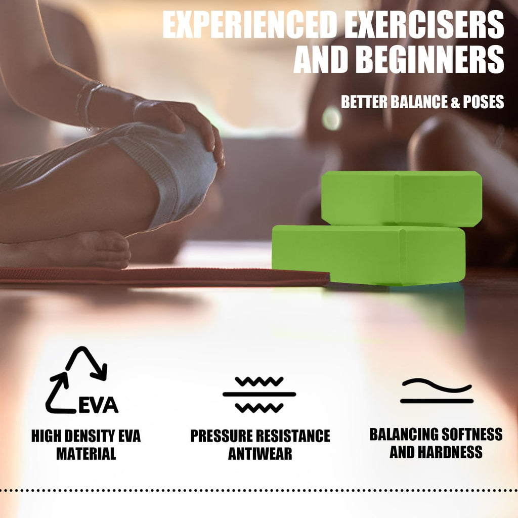 2 Pcs Yoga Blocks, 9"x6"x3" Foam Blocks Yoga Props for Pilates Stretching and Meditation Exercise Blocks Lightweight Yoga Essentials (Avocado green, normal)