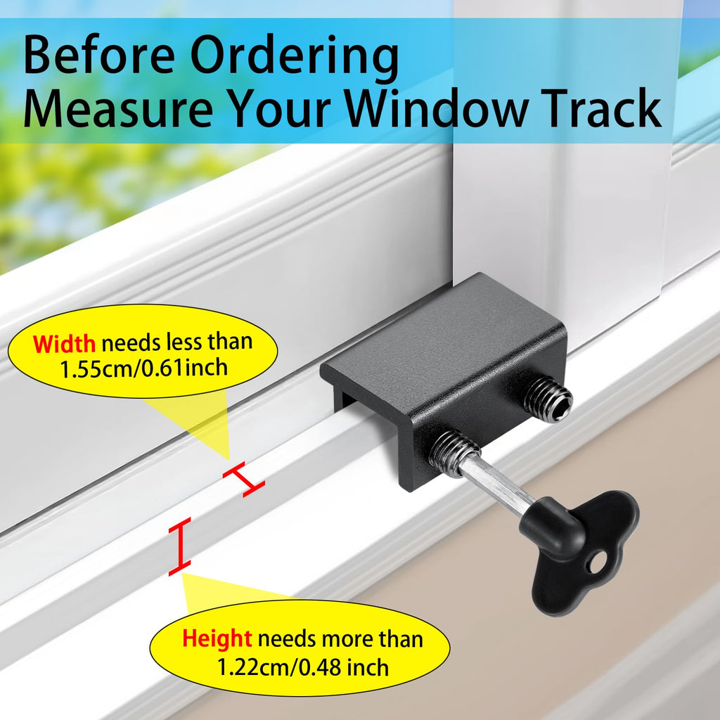 ZRFCXE Window Locks,8 Pack Sliding Window Locks with Key for Vertical & Horizontal Sliding Windows Doors,Easv to Install,Adjustable Security Window Lock for Patio Bedroom Home and Office (Black)