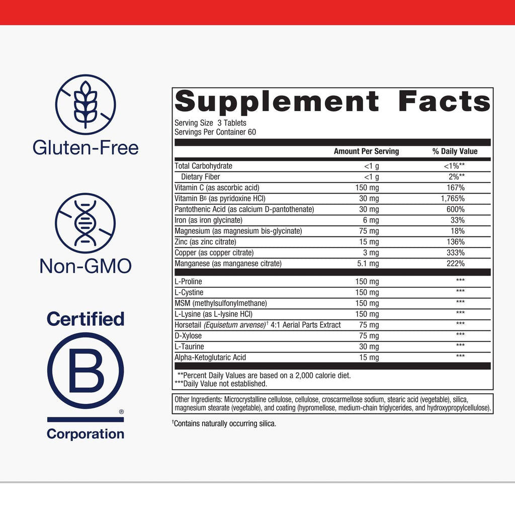 Metagenics Collagenics - Collagen‑Building Nutrients for Joint, Skin & Connective Tissue Support* - with L‑Proline, L‑Lysine, Vitamin C, Manganese & Zinc* - Non‑GMO, Gluten‑Free