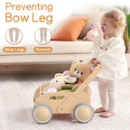 HOMEKOL Wooden Baby Push Walker, Natural Wood Color
