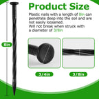 100Pcs 8-Inch Plastic Landscape Edging Spikes, Spiral Anchoring Nails for Weed Barrier, Paver Edging, Landscape Edging, Artificial Turf, Grass Pathways, and More