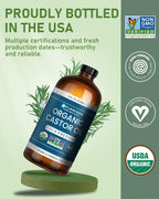 Florisan USDA Certified Organic Castor Oil 16oz Glass Bottle, Cold Pressed, Hexane-Free, Non-GMO, Vegan, 100% Pure Castor Oil for Hair Growth, Skin, Lashes, Eyebrows, EWG Verified