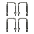 Square U Bolt with Hardware for Boat Trailer, Galvanized Steel, 3/8" Diameter x 1-5/8" x 3-3/8" for 1-1/2" Beam (4 Pack)