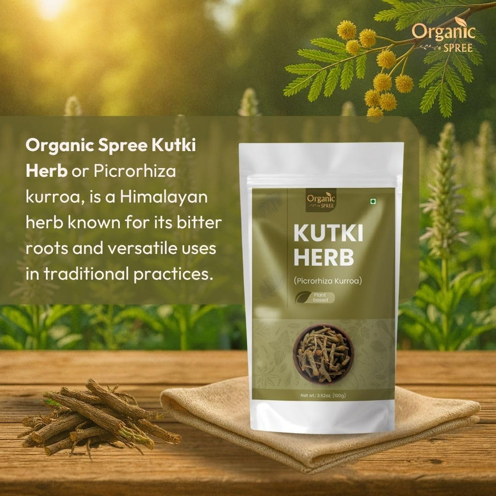 ORGANIC SPREE Kutki Herb 100gm (3.52oz) Picrorhiza Kurroa | Katuka Rohini | Pure and Natural - Pack of 2