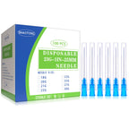 23 Gauge 1 Inch Needles Luer Lock Disposable Lab Supplies, Pack of 100