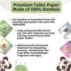 MOTHER EARTH Bamboo Toilet Paper - Ultra Soft & Strong 3-Ply Bath Tissue, 400 Sheets Per Roll, Hypoallergenic & Septic Safe, Mega Rolls, Pack of 12 Rolls