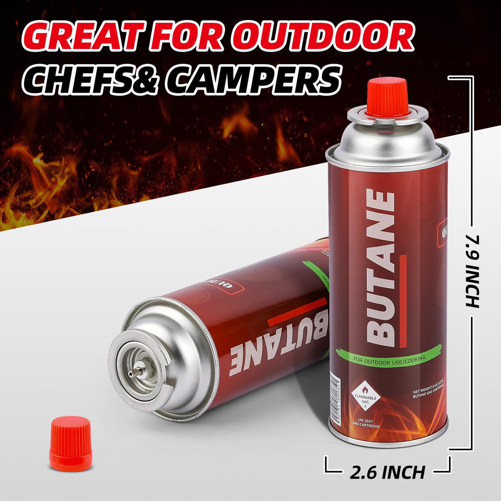 Smart & Safe Butane Fuel Canister - Self-Sealing Nozzle - 28 Pack for Outdoor Cooking, Camping, and Emergency Use