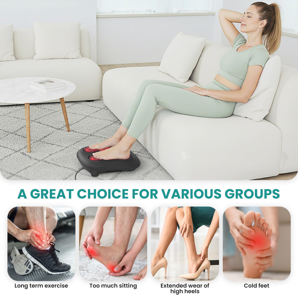 Nekteck Foot Massager with Heat, Shiatsu Heated Electric Kneading Foot Massager Machine for Neuropathy, Plantar Fasciitis, Feet Massage for Pain Relief, Circulation, Ideal Gifts for Man Woman Her Him