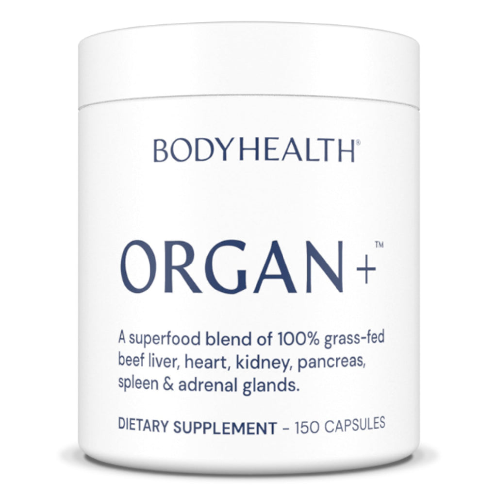 BodyHealth Organ+ Grass-Fed Glandular Organ Complex, Grassfed Beef Organ Supplement, Dessicated Beef Liver, Heart, Kidney, Pancreas, Spleen, Non GMO, Adrenal, Supplement, (150 Capsules)
