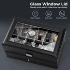 ProCase Watch Box, 12 Slot Watch Case for Men with Drawer, Black
