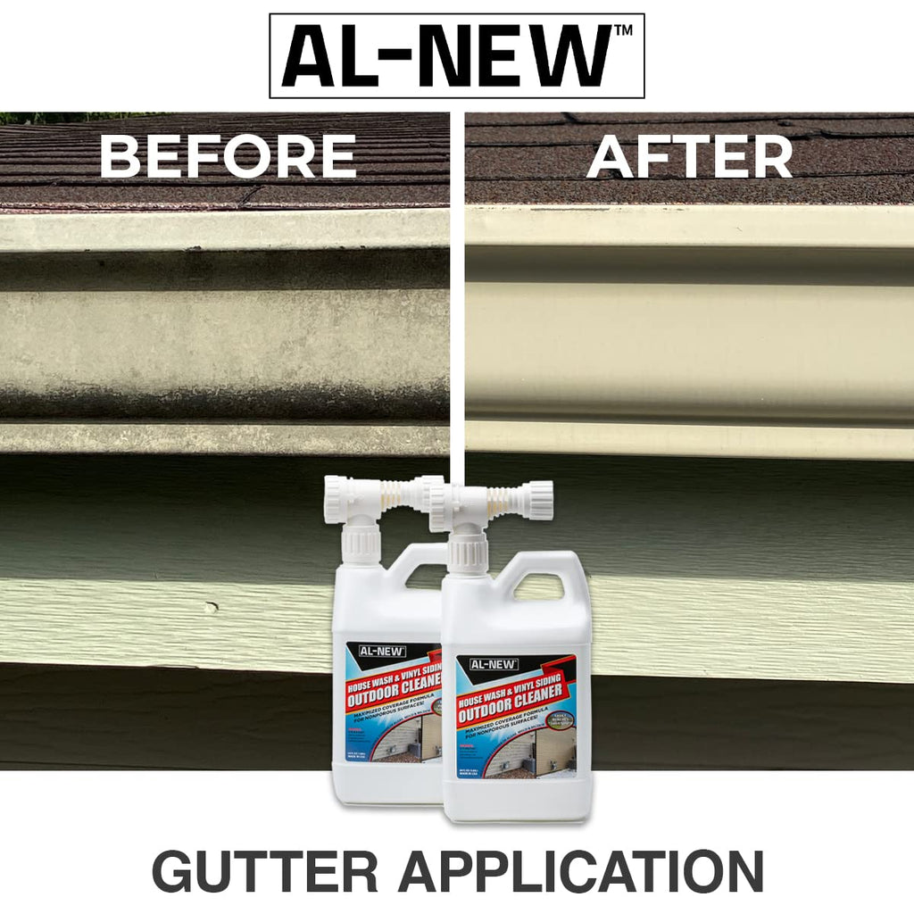 AL-NEW Outdoor Cleaner Combo Pack of 2 | Versatile Outdoor Cleaner Perfect For Use On Vinyl Siding, Composite Decking, Wood Fences, Outdoor Patios, Gutters, & More (Outdoor Cleaner Hose-End Combo Pack)