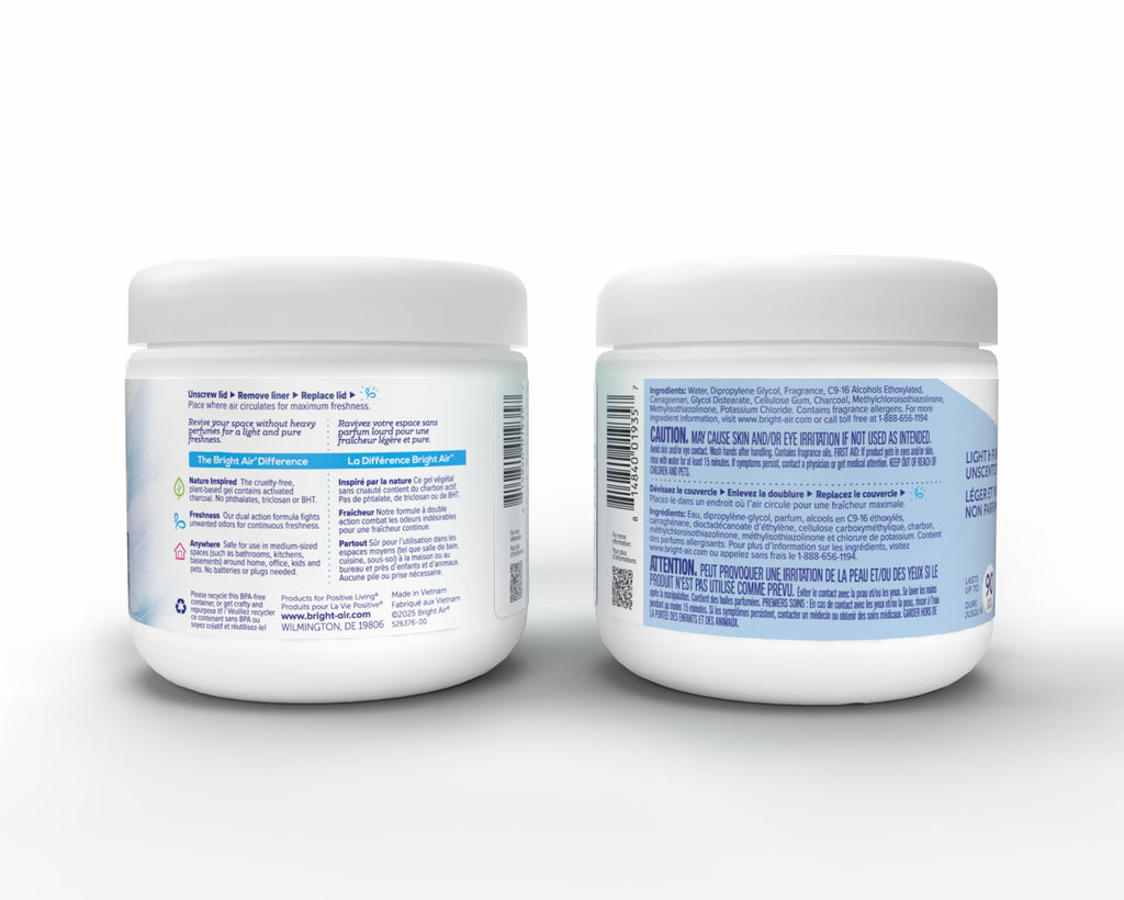 Bright Air 14 oz Odor Eliminator Gel, Light & Pure Unscented, Case of 6, Lasts up to 90 Days