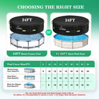 UIRWAY 24 Ft Round Pool Cover with Reflective Strips, Swimming Pool Cover for Above Ground Pools, Solar Cover Including Rope Tie and Luminous Ground Nails, PU Tarp Snug Fit for UV Protected