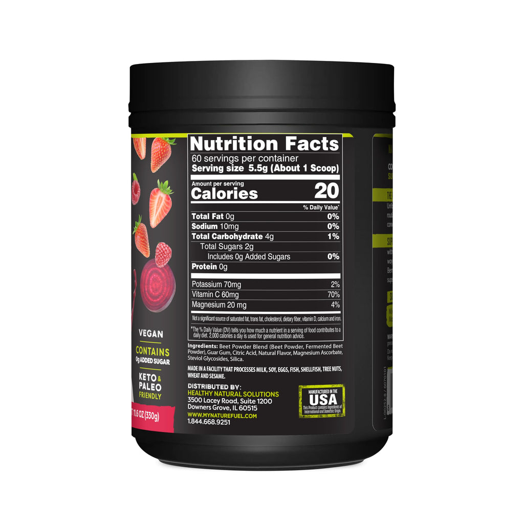 Nature Fuel Power Beets Powder, Delicious Mixed Berry, Concentrated Superfood Supplement, Supports Circulation, Natural Energy & Stamina, Non-GMO, 60 Servings (Packaging May Vary)