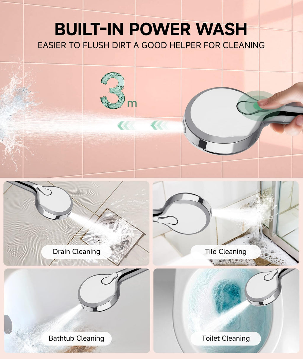 SunCleanse Filtered Shower Head with Handheld, 9-Spray Setting Detachable Showerhead with Filters, Shower Head for Hard Water - Filtered Chlorine, Improve Skin and Hair Texture, Chrome