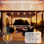 RTTY Outdoor String Lights 100 FT, Patio Light for Outside, Waterproof G40 Shatterproof LED Bulbs, Dimmable Hanging Connectable Globe Lighting for Backyard, Porch, Bistro, Balcony, Party, Warm White