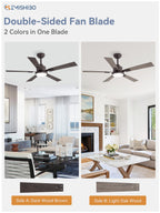 ZMISHIBO 52 inch Bronze Ceiling Fans with Lights and Remote, Indoor/Outdoor Farmhouse Ceiling Fan for Bedroom Living Room Patio, 6 Speed Reversible Quiet DC Motor, 3 CCT, Dual Finish Blades