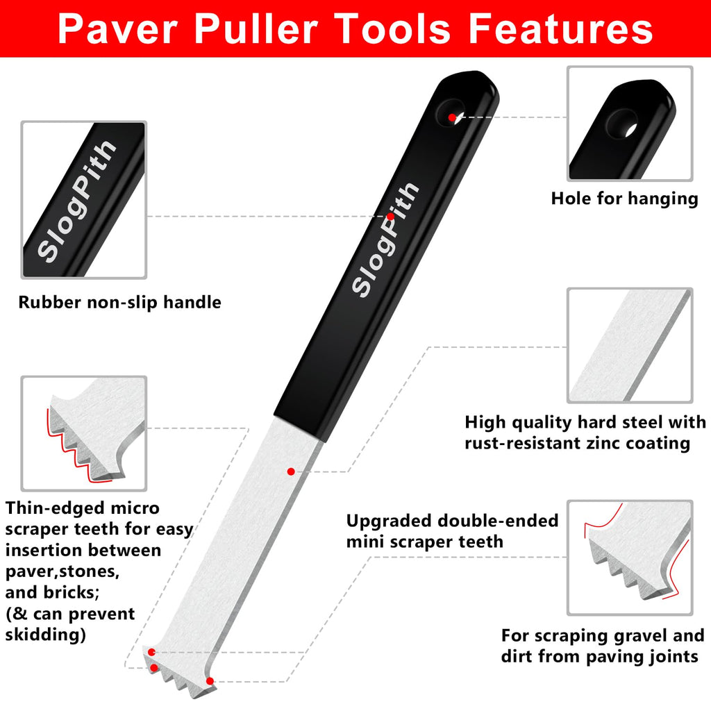 Paver Removal Tool, Paver Lifter Tool with Rubber Non-Slip Handle, 2 Pcs