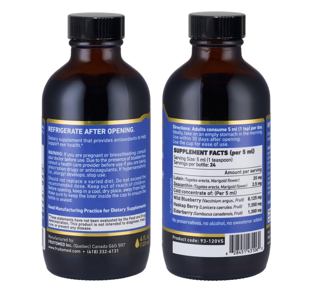 Immunia Vision. Lutein, Wild Blueberry, and Elderberry Concentrate. Eye Health Antioxidant Supplement. Concentrated Formula. Delicious Taste. 5 ml/Day. (3-Pack)