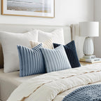 MIULEE Faux Fur Plush Decorative Throw Pillow Covers 18x18, Navy Blue