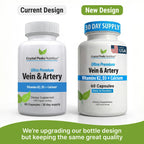 CRYSTAL PEAKS NUTRITION Vein & Artery Supplement - Blood Flow Supplement with Calcium - Blood Circulation Support for Men, Women - Circulation and Vein Support - 60 ct
