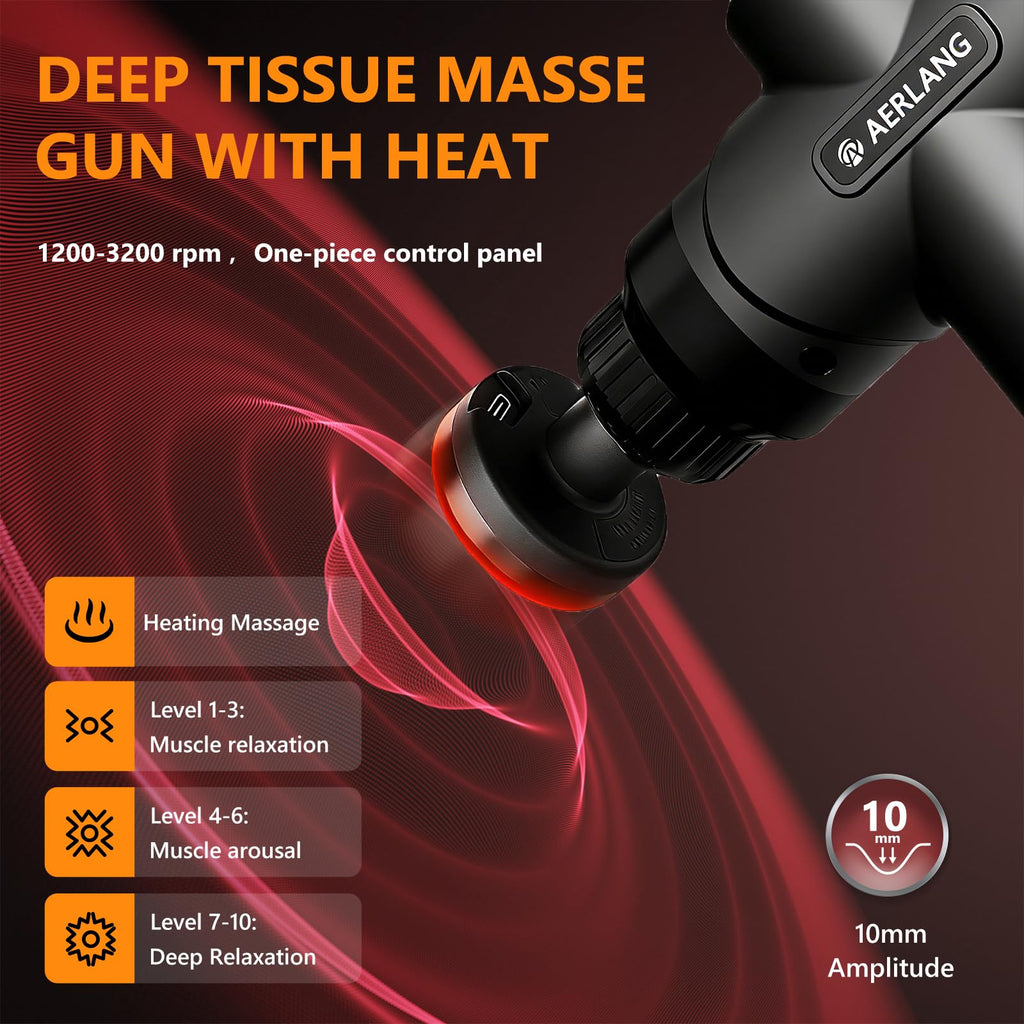 AERLANG Mini Massage Gun with Heat Christmas Gift for Him Black