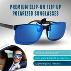 BLUE CUT Clip on Polarized Night vision Glasses Flip up Sunglasses UV-400 to Wear Over prescription Glasses for night driving