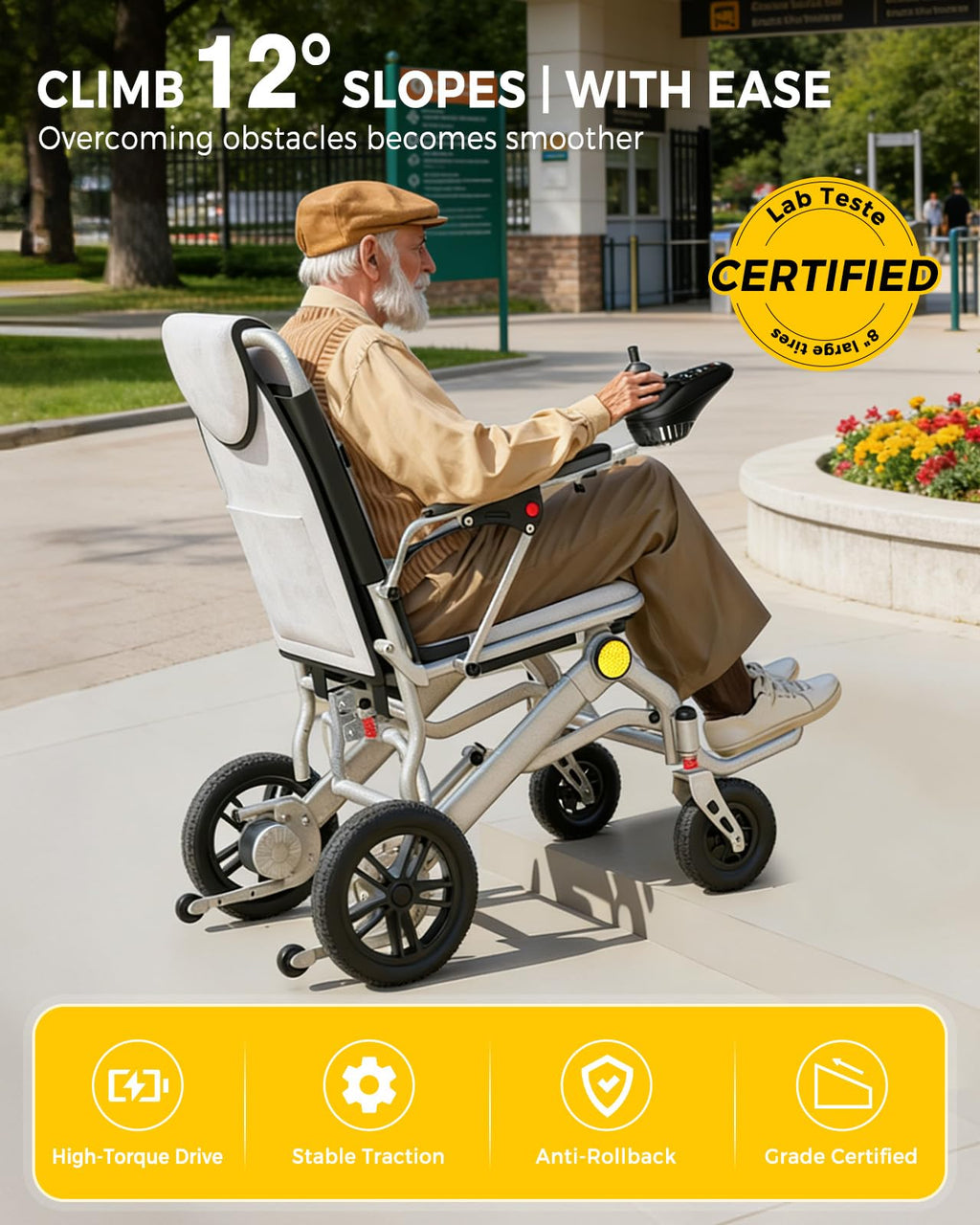 Ultralight 34lbs Foldable Electric Wheelchair for Adults, 350lbs Capacity, 500W Motor & Detachable Lithium Battery, Aluminum Frame Electric Wheelchair, All-Terrain Magnesium Wheels