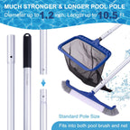 POOLAZA Pool Cleaning Kit, Including Pool Brush & Ultra Fine Mesh Pool Skimmer Net with Pole, Pool Net Skimmer & 17.5'' Pool Brush Head with 10.5ft Aluminum Pool Pole, Pool Net and Brush with Pole