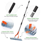 Thatch Rake for Lawn with Adjustable Handle Heavy Duty Steel Lawn Rake