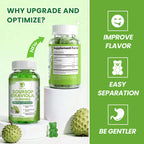 (2 Pack) Soursop Graviola Gummies - Concentrated Soursop Leaves Extract w/Vitamin C, Zinc & Whole Natural Food for Immunity, Liver, Calming & Antioxidant, Sugar Free, Gluten Free, Vegan, 60 Gummies