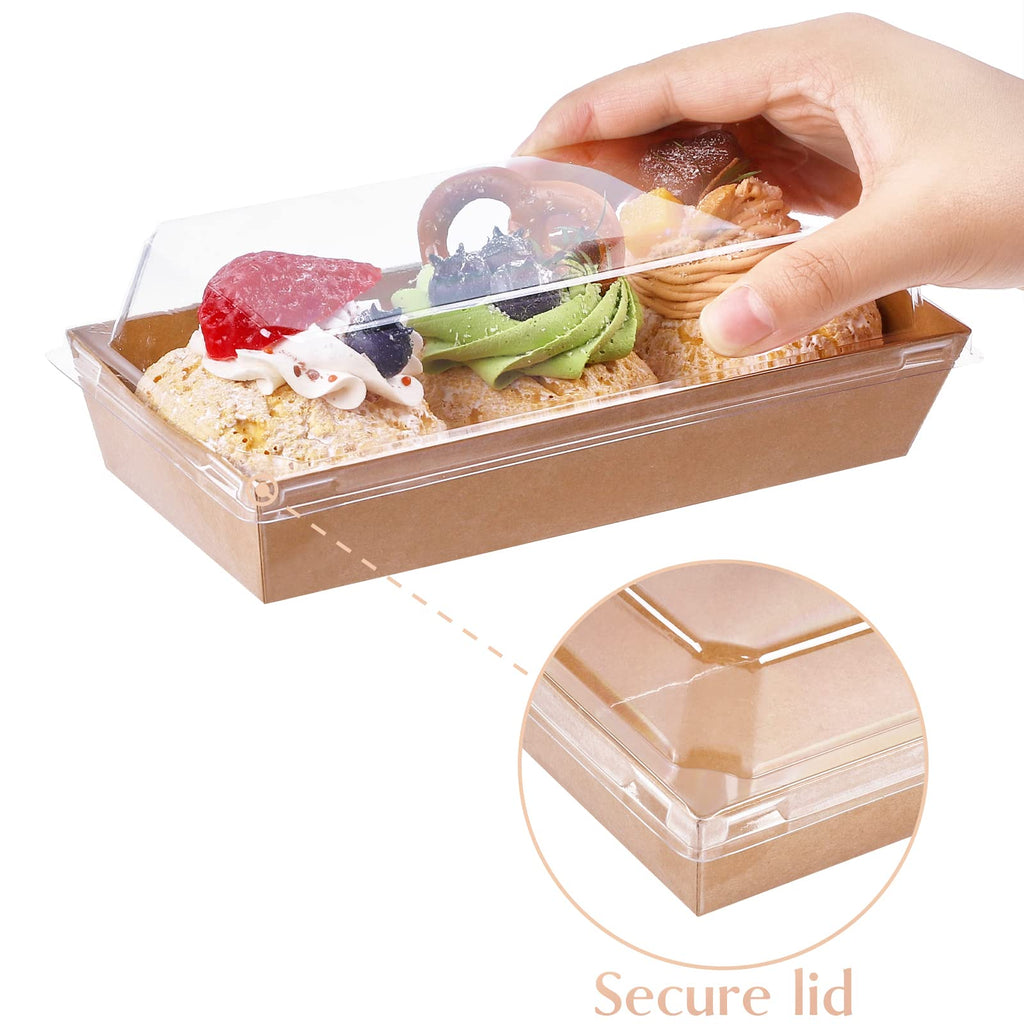 Ocmoiy Charcuterie Boxes with Clear Lids, 50 Pack Kraft Bakery Boxes, Cookie Boxes, Small Treat Boxes for Pastry, Sandwich, Cupcakes, Strawberries, Dessert To Go Containers
