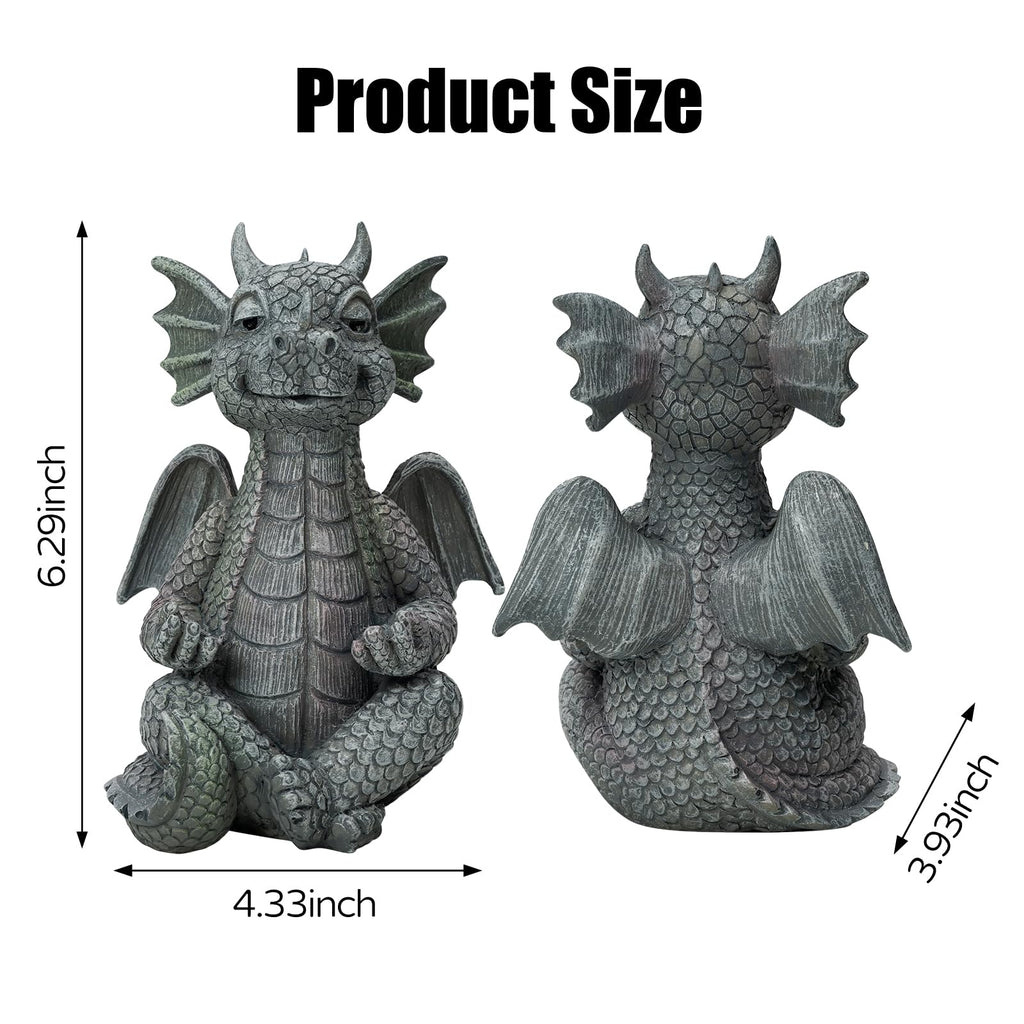 UTTCMK Garden Dragon Statue Decor - Meditation Dragon Sculpture Figurine Outdoor Decoration, Zen Yoga Garden Art Sculpture for Patio Lawn Yard Balcony Indoor Decor(Hands Flat)