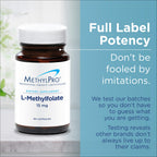 MethylPro L-Methylfolate 15 mg - Bioavailable Folate Supplement for Brain Health & Neurotransmitter Support - Vegetarian & Hypoallergenic - 90 Servings - 90 Count