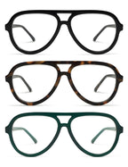 AMOMOMA 3 Pack Retro Aviator Reading Glasses for Women Men,Classic Large Oversized Reader Blue Light Computer Frame AM6111 C1+C2+C3 2.5X