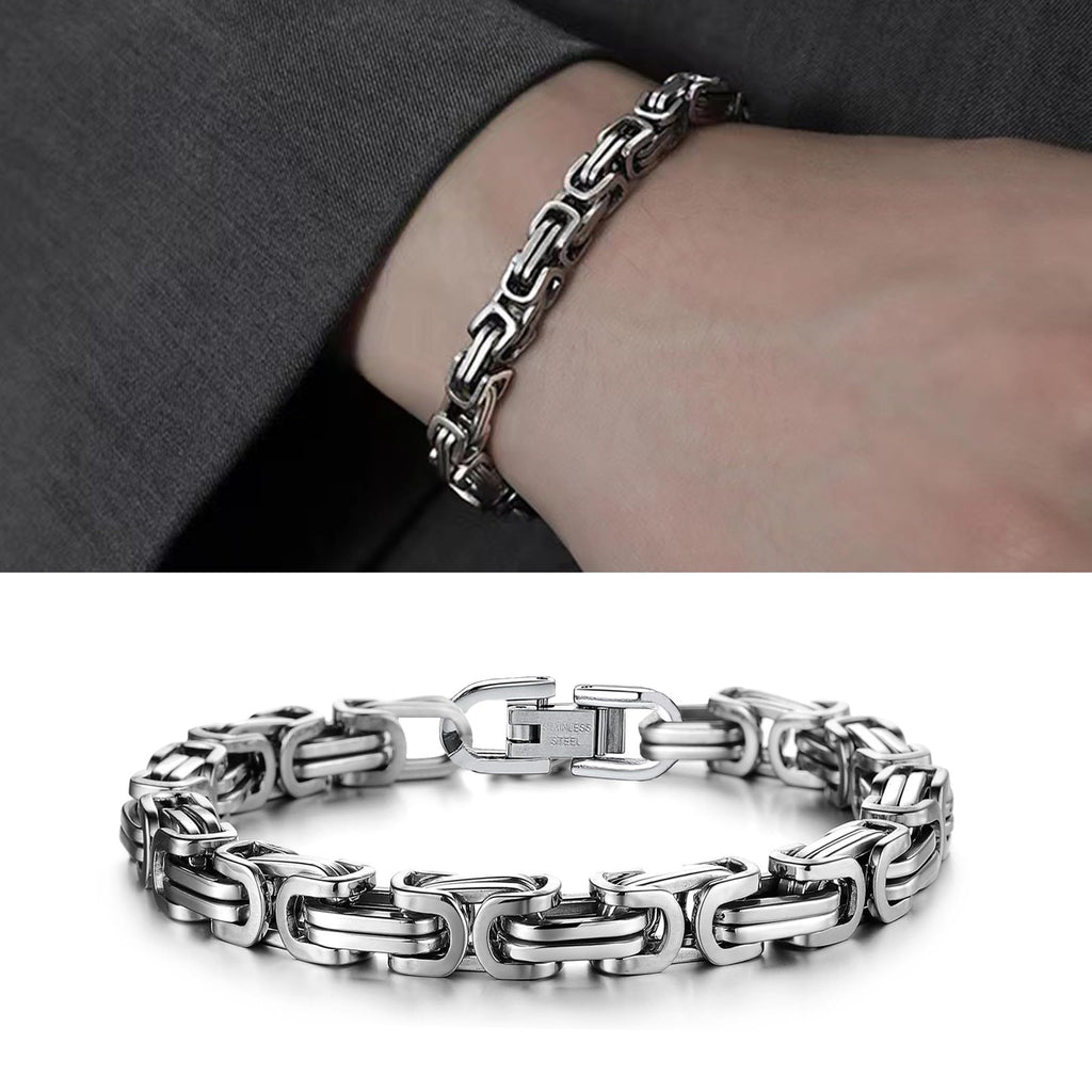 MGOOL To My Son Bracelet From Dad Son Gifts From Mom Graduation Birthday Christmas Father's Day Gifts Message Card���LED Gift Box (SB902 -Silver)