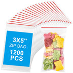 Aubeco 1200Pcs 3x5 Inch Mini Plastic Bags, Resealable Small Zip Baggies for Small Business, Storage, Gifts, Candy, Screws, Jewelry, Daily Pills